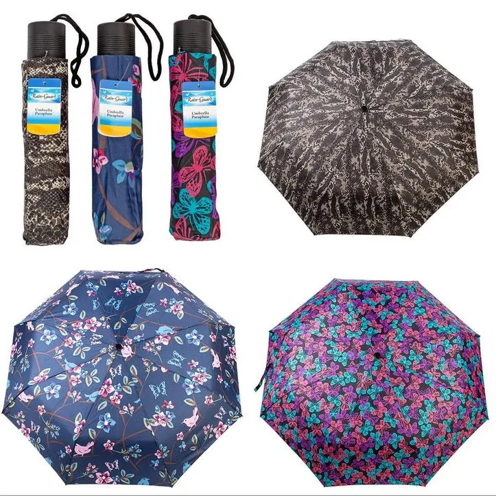 Compact Travel Umbrella For Women – Lightweight Steel Shaft, Black Handle, Assorted Colors 1