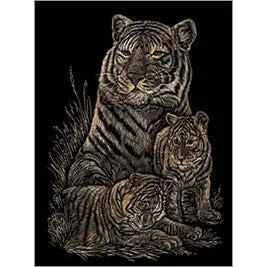 Copf12 Copper Tiger And Cubs Engraving Illustration 1