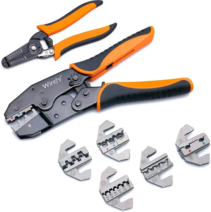 Crmp-Aa4A5Bcd: Ratcheting Crimper Tool Kit – 8-Piece With Wire Stripper & Nylon Ferrules 1