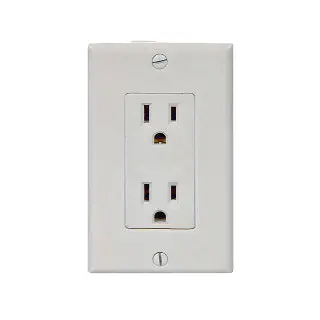Decora-Style Electrical Receptacle – 2-Position, 15A, 125V Outlet With Matching White Wall Plate 1