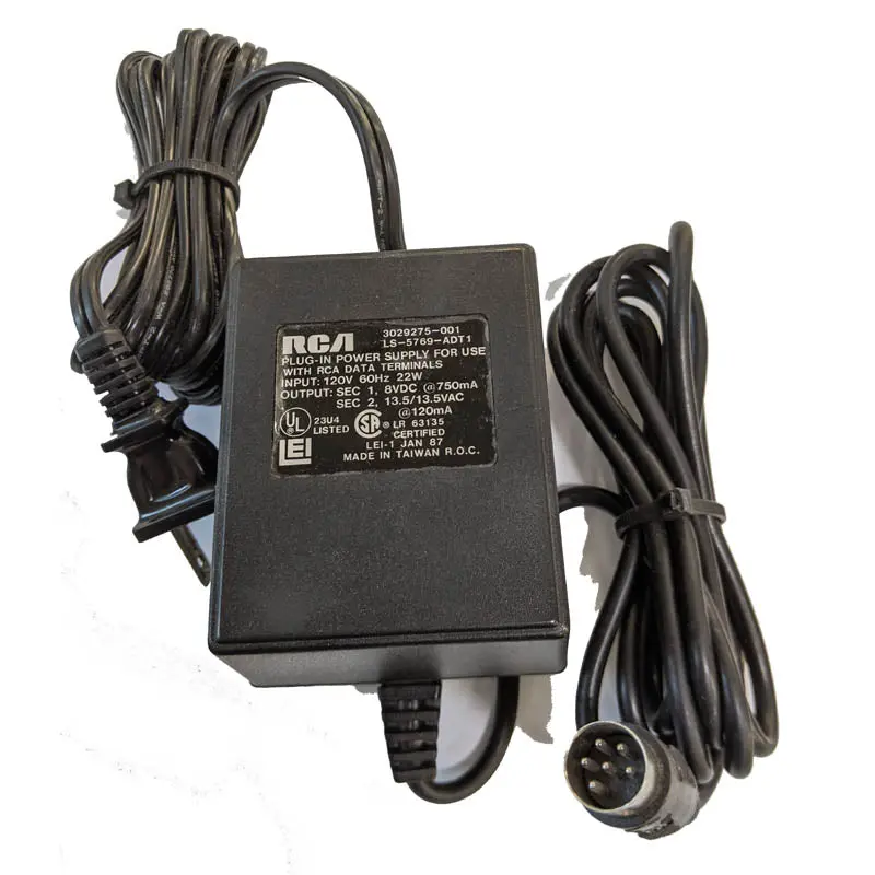 Dual-Output Power Supply: 8Vdc@750Ma + 13.5Vac@120Ma – 5-Pin Din Desktop Unit, 120Vac 1