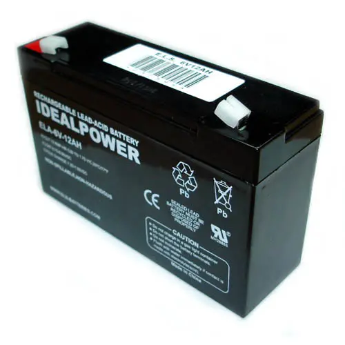 Ela6V12Ah – 6V 12Ah Sealed Lead-Acid Battery With Qtab Terminals, 5.94" × 1.97" × 3.70" 1