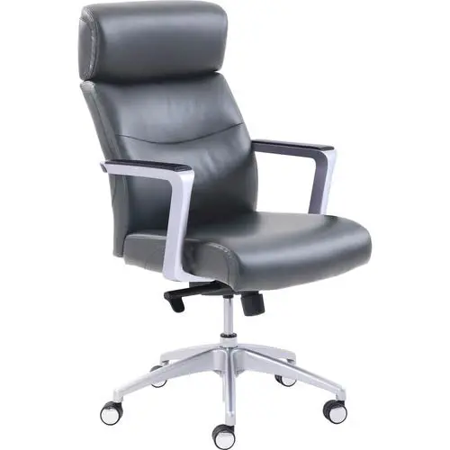 Executive Office Chair – Gray Bonded Leather Seat With Armrests 1