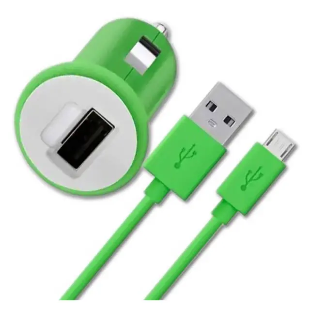 F8M700Bt04-Grn Dual-Port Usb Car Charger – 5V/2.1A With 4-Foot Green Micro-Usb Cable 1