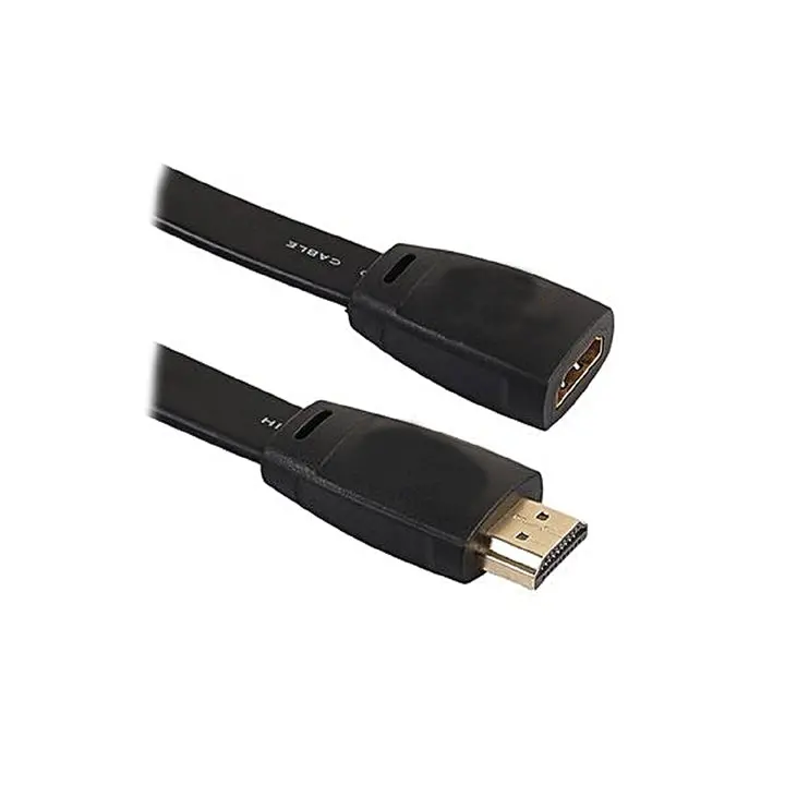 Flat Hdmi Adapter Cable – Male To Female, 6-Inch, Slim Profile, Black 1