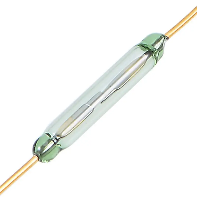 Glass-Body Normally Open Reed Switch – 1P1T, 2 × 20 Mm, Axial Leads, 0.8 A @ 200 V 1