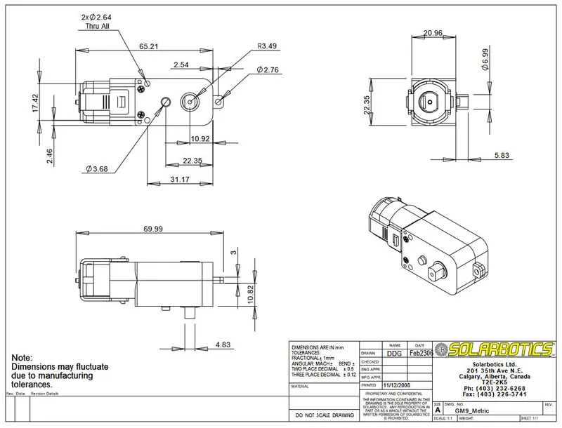 Gm9-2 – 6V Right-Angle Gearmotor (143:1 Ratio, 78 Rpm, 2-Pack) 2
