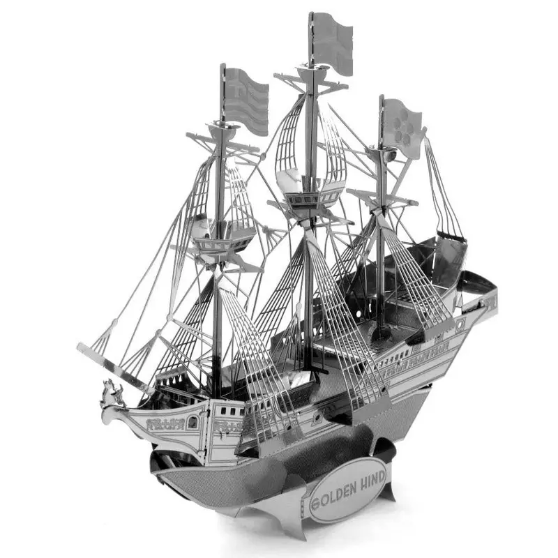 Golden Hind Galleon 3D Laser-Cut Metal Model – 2-Sheet Kit 1