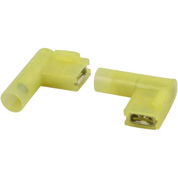 Gqce-3764A-4 Yellow Female Quick-Connect Terminal – 0.25" Flag, 12–10 Awg, Fully Insulated, Ra Mount, 4-Pack 1