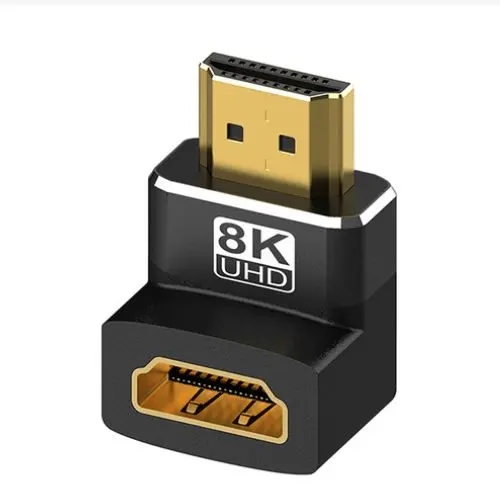 Hdmi Male-To-Female Right-Angle Adapter – 8K Uhd Support, 90° Downward Port 1