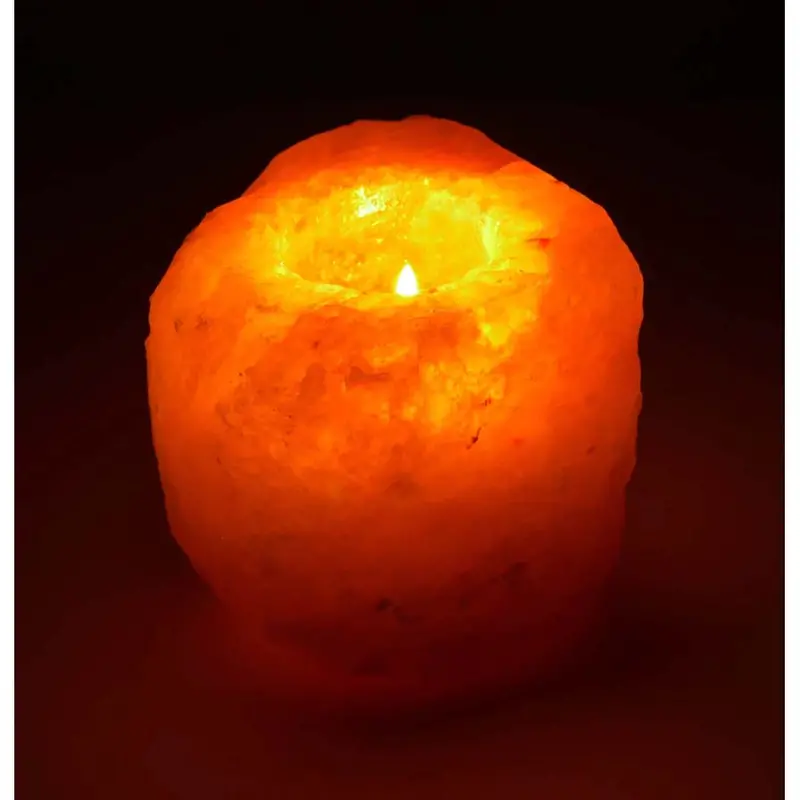 Himalayan Salt Tea Light Holder – Hand-Carved, 4-Inch Tall, 1–1.5 Kg Natural Crystal Base 1