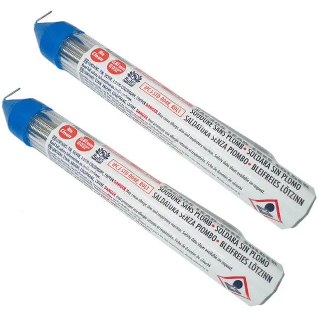Lead-Free Silver Solder Wire – 18 Gauge, 0.8Mm Diameter, No-Clean Flux (2-Pack) 1