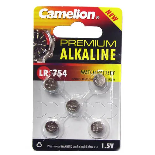 Lr754 (Ag5) Alkaline Button Cell, 1.5V, 5-Pack – Cross-Reference For Sr754W, Sr48, And 255 1