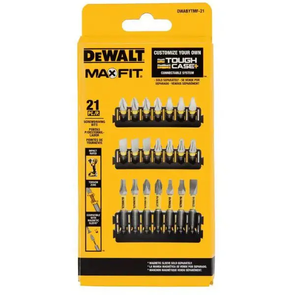 Maxfit Screwdriving Bit Set — 21-Piece, Phillips, Robertson, And Flat Blade Types 1