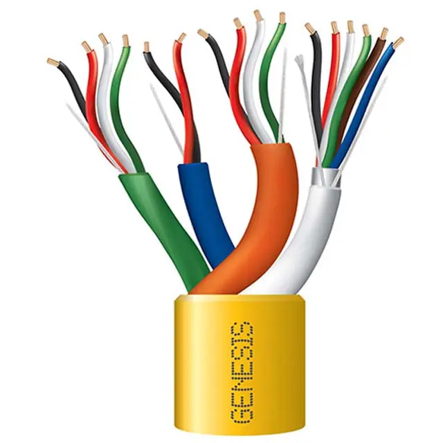 Multi-Conductor Security Cable – 22/3P + 18/4 + 22/2 + 22/4 Unshielded Stranded, Cmr, 500 Ft Yellow 1