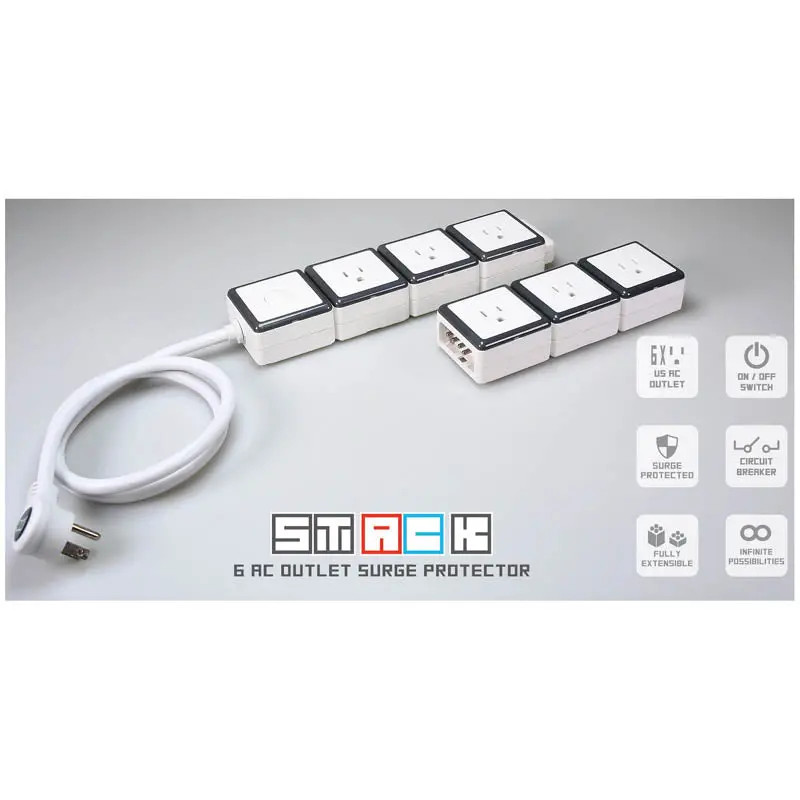 Pc-Stp-6Us Surge-Protected Power Strip – 6 Outlets, 3-Foot Cord, Removable Outlets, White Finish 1