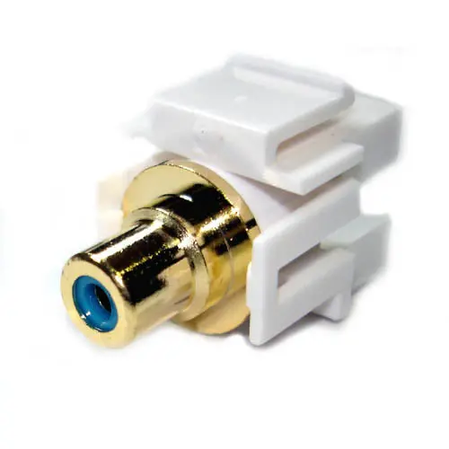 Pid:6563: Blue Rca Coupler (Jack-To-Jack), Keystone-Style Audio Adapter 1