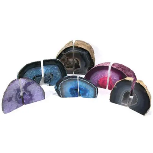 Polished Agate Slab Display Specimen – Natural Stone On Decorative Stand, Multi-Color Assortment 1