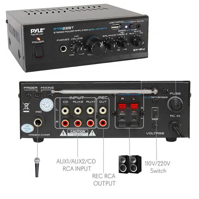 Pta22Bt – Compact Bluetooth Stereo Amplifier, 2×40W Output 1