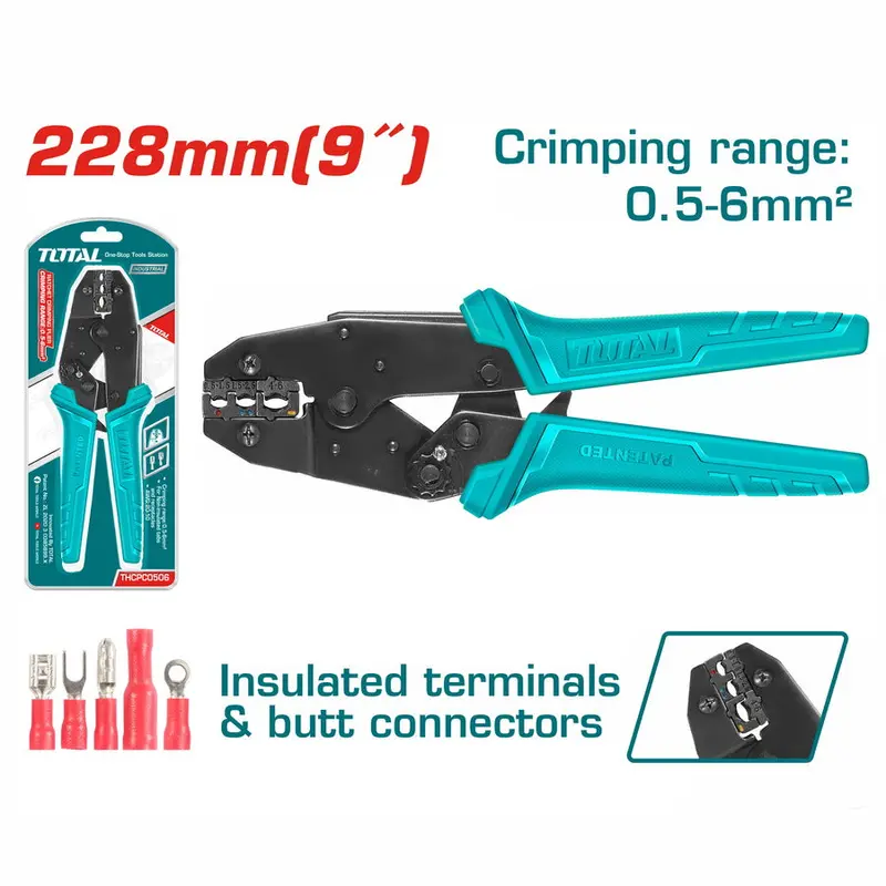 Ratcheting Insulated Terminal Crimper – 22–10 Awg, 9" Handle 1