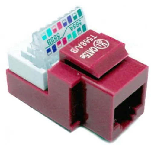 Red Cat5E Keystone Jack – Toolless Wiring Interface 1
