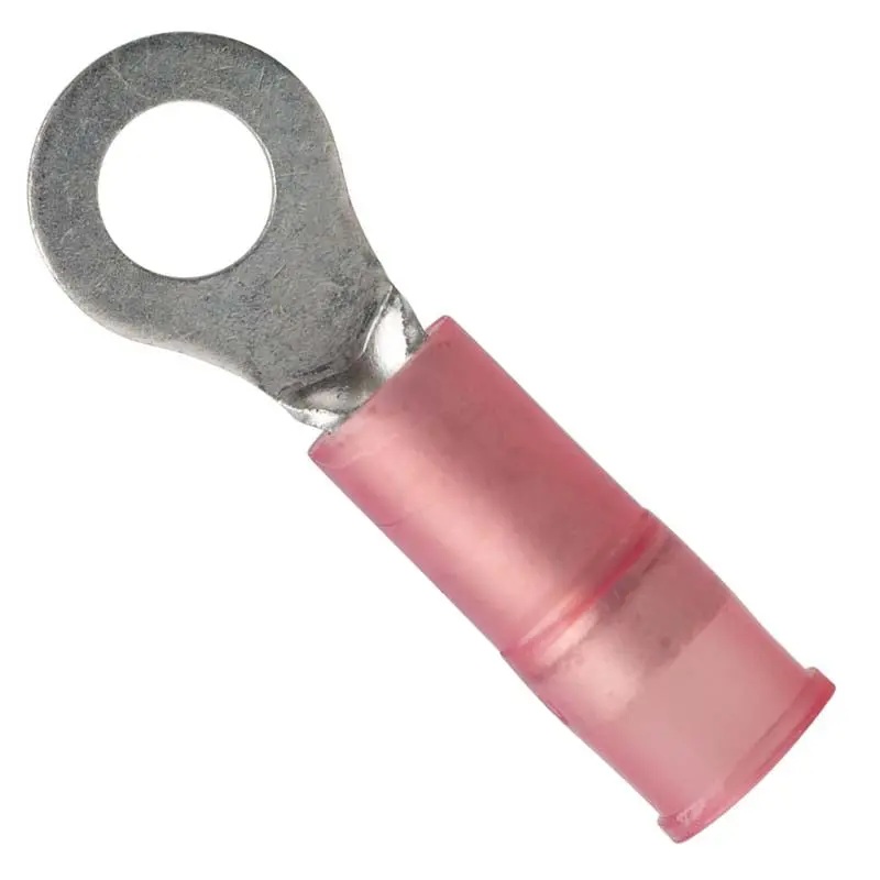 Red Nylon Ring Terminal, #8 Stud, 22–18 Awg, Dual-Crimp Construction, 4 Mm Id × 8 Mm Od (6-Pack) 1