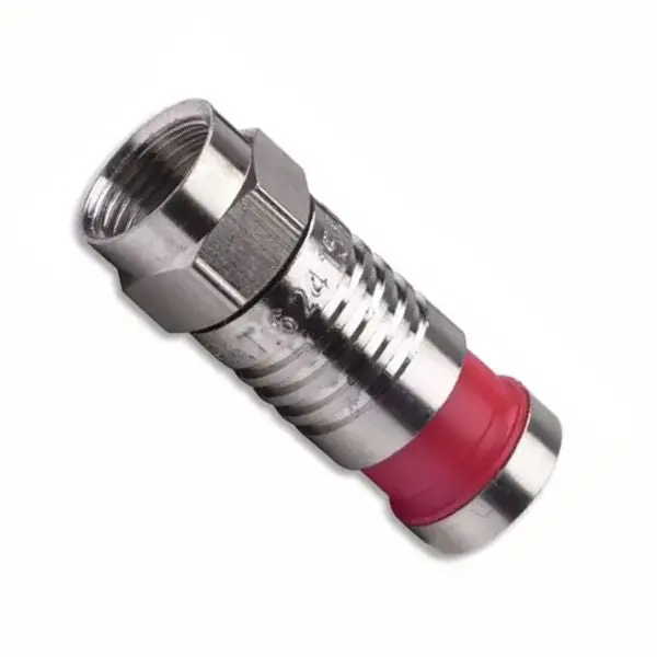 Rg59 F-Connector Compression Plug – Red Nickel-Plated, Bulk Pack 1