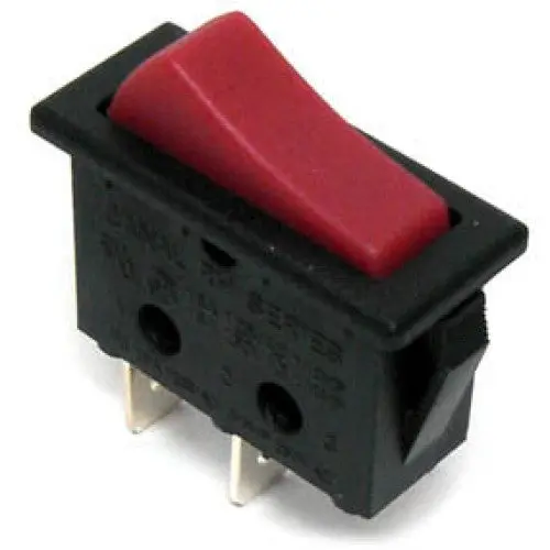 Rh110-C2Nbrn-Dp Single-Pole Single-Throw Rocker Switch – 16A, 125Vac, Red Actuator, 11×30Mm Quick-Terminal Mount 1