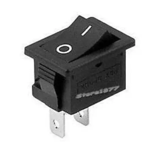 Rh110-C5N-Bbn-Dp Single-Pole Single-Throw Rocker Switch – 16A, 125Vac, Black Housing, 11×30Mm Quick-Terminal Mount 1