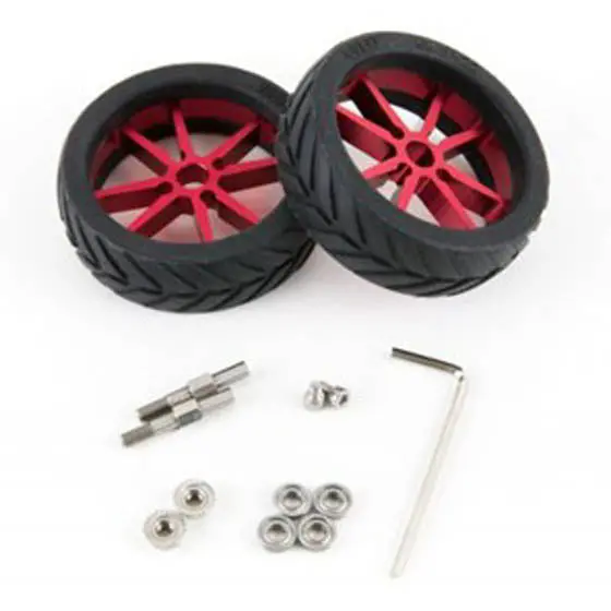 Rimwacc: 57Mm Wheel Kit Featuring Aluminum Rims, Silicone Tires, And Shaft Couplers (2-Pack) 1