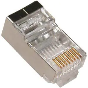 Shielded Cat6 Modular Plug – Solid Conductor, Flat Cable Design 1