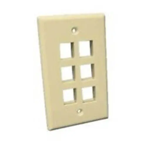 Six-Port Wall Plate – Ivory, Keystone-Compatible 1