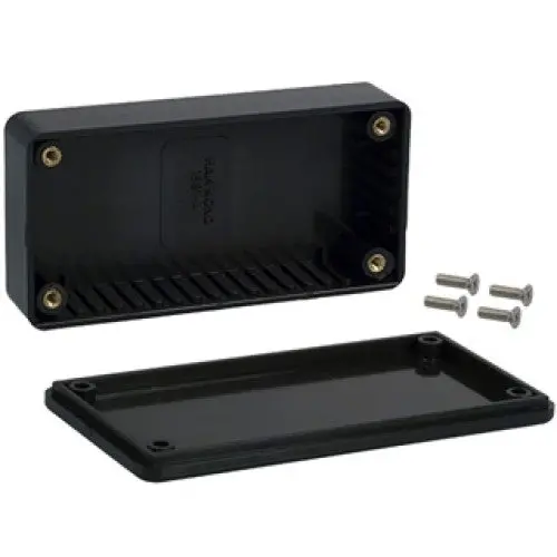 Small Black Plastic Project Enclosure – 3.9" X 2.0" X 1.0" (Model 1591Abk) 1
