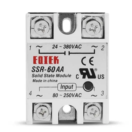 Ssr-60Aa Solid-State Ac Relay – 60A Load Capacity, 80–250V Input, Panel Mount 1