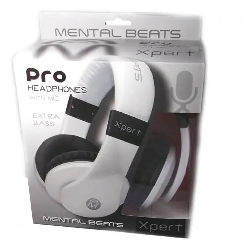 Stereo Headphones With Built-In Microphone — 32 Ohm, White, 4.9-Foot Cable 1