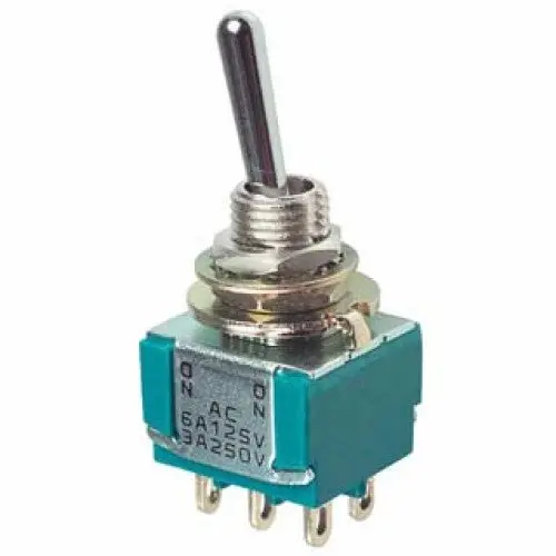 Sw1006 - Momentary Dpdt Toggle Switch, 6 A, (On)–Off–(On), 125 V Ac, Solder Terminals, 6 Mm Hole 1