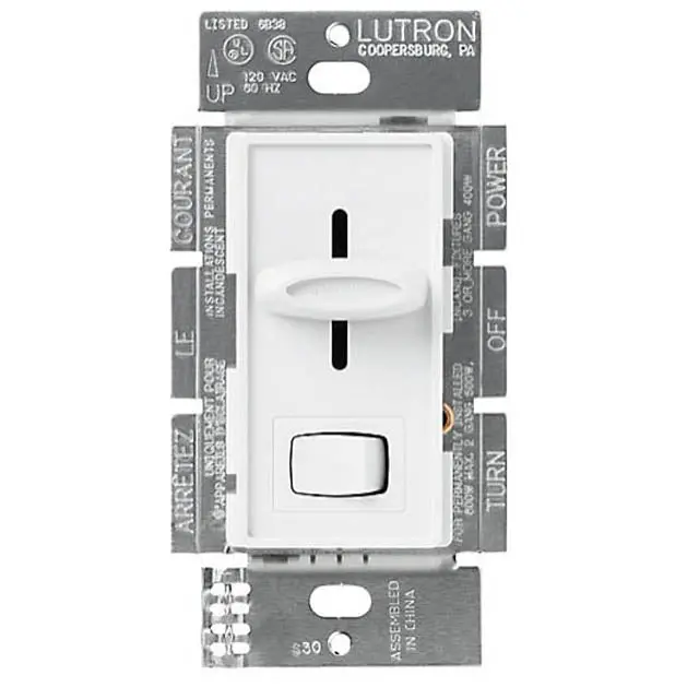 Three-Way Dimmer Slide With On/Off Control – 120V 600W Decora White Insert 1