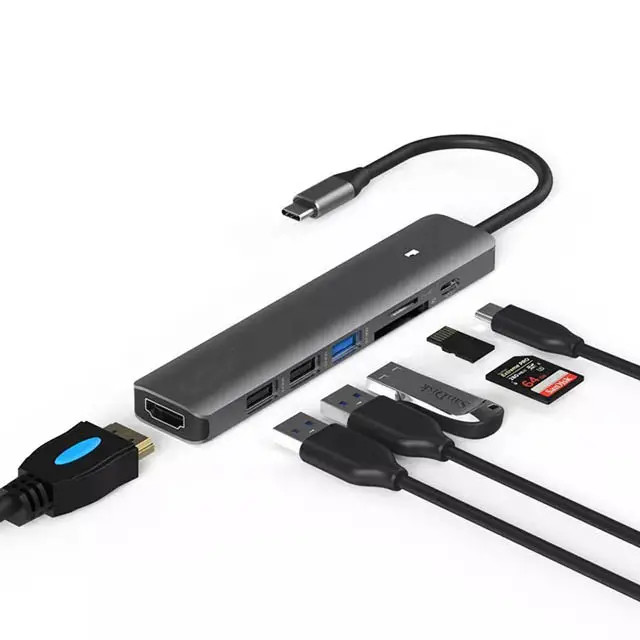 Usb-C Hub – 7-In-1 Dock With Hdmi, Gigabit Ethernet, Usb 3.0/2.0 Ports & Sd/Tf Card Reader 1