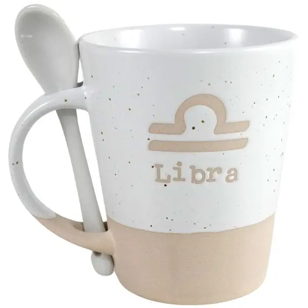 V24-237 – Libra Zodiac Ceramic Mug + Spoon Set, 12 Oz 1