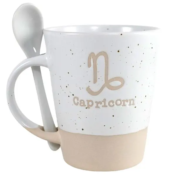 V24-240 – Capricorn Zodiac Ceramic Mug Featuring Spoon, 12 Oz 1