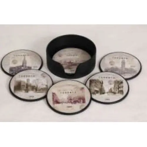 Vintage-Style Toronto Coaster Set – Round Design, 6-Pack 1