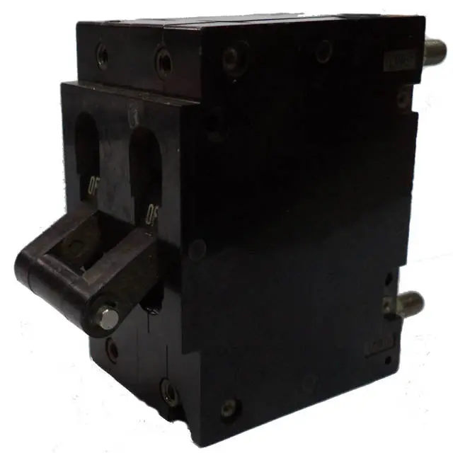 W92-X112-15 – 15A 277Vac Toggle Circuit Breaker, 2-Pole, Black Bolt-On Mount, 38×37Mm 1