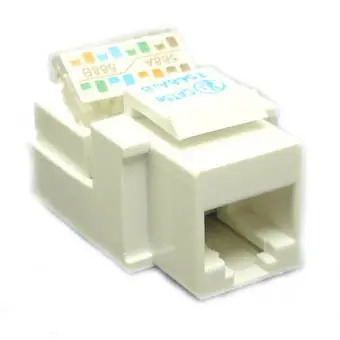 White Cat5E Keystone Connector – Snap-In, Toolless Setup 1