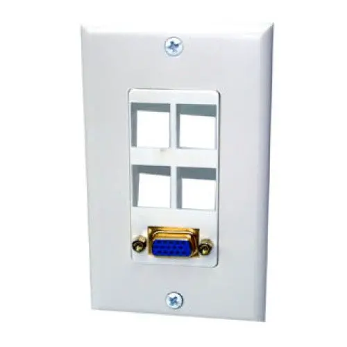 White Decora-Style Vga Female Wall Plate – 4-Position Insert Port 1