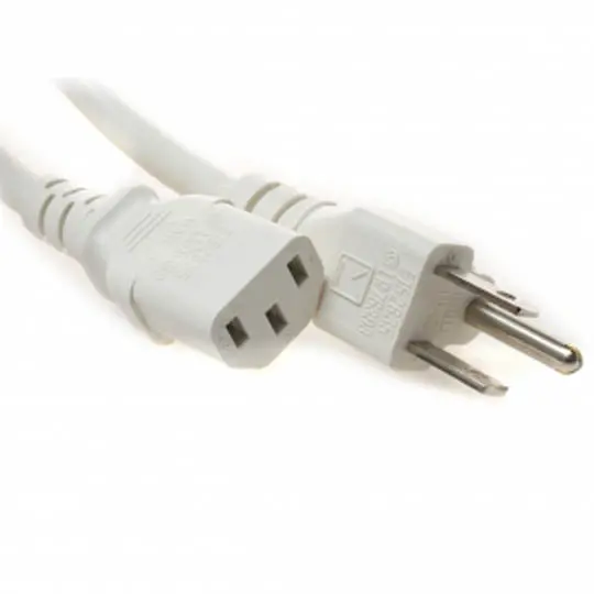 White Instrumentation Power Cord – 10 Feet, 3/18 Awg Sjt, Nema 5-15P To Female C13 1