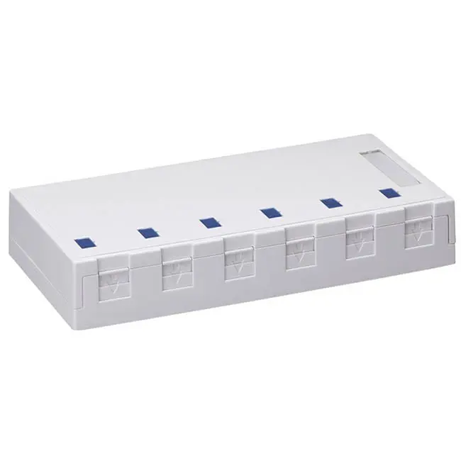 White Surface-Mount 6-Port Junction Box For Low-Voltage Wiring 1