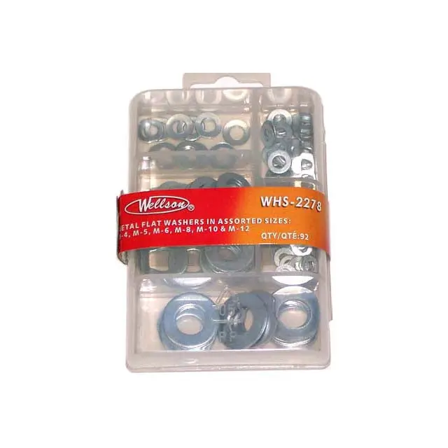 Whs-2278 – Assorted Metal Flat Washer Kit – M4 To M12 Sizes, 92-Piece Set 1