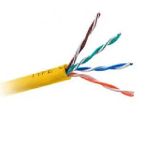 Yellow Cat6 Ft4-Rated Cable – 1000 Ft, 4-Pair, Stranded, Low-Smoke Flame-Retardant 1