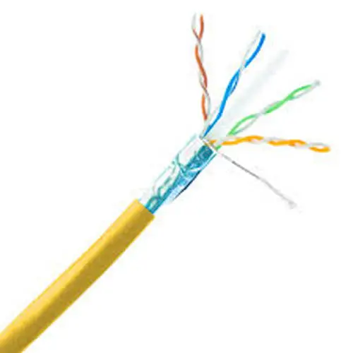 Yellow Cat6 Shielded Cable – S/Ftp, 1000 Ft, 4-Pair, 26 Awg, Cm-Rated 1