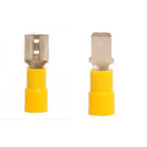 Yellow Quick-Connect Male/Female Terminals – 0.250", 12–10 Awg, 6.35×0.8Mm, 3M+3F Per Pack (Model 6403137) 1